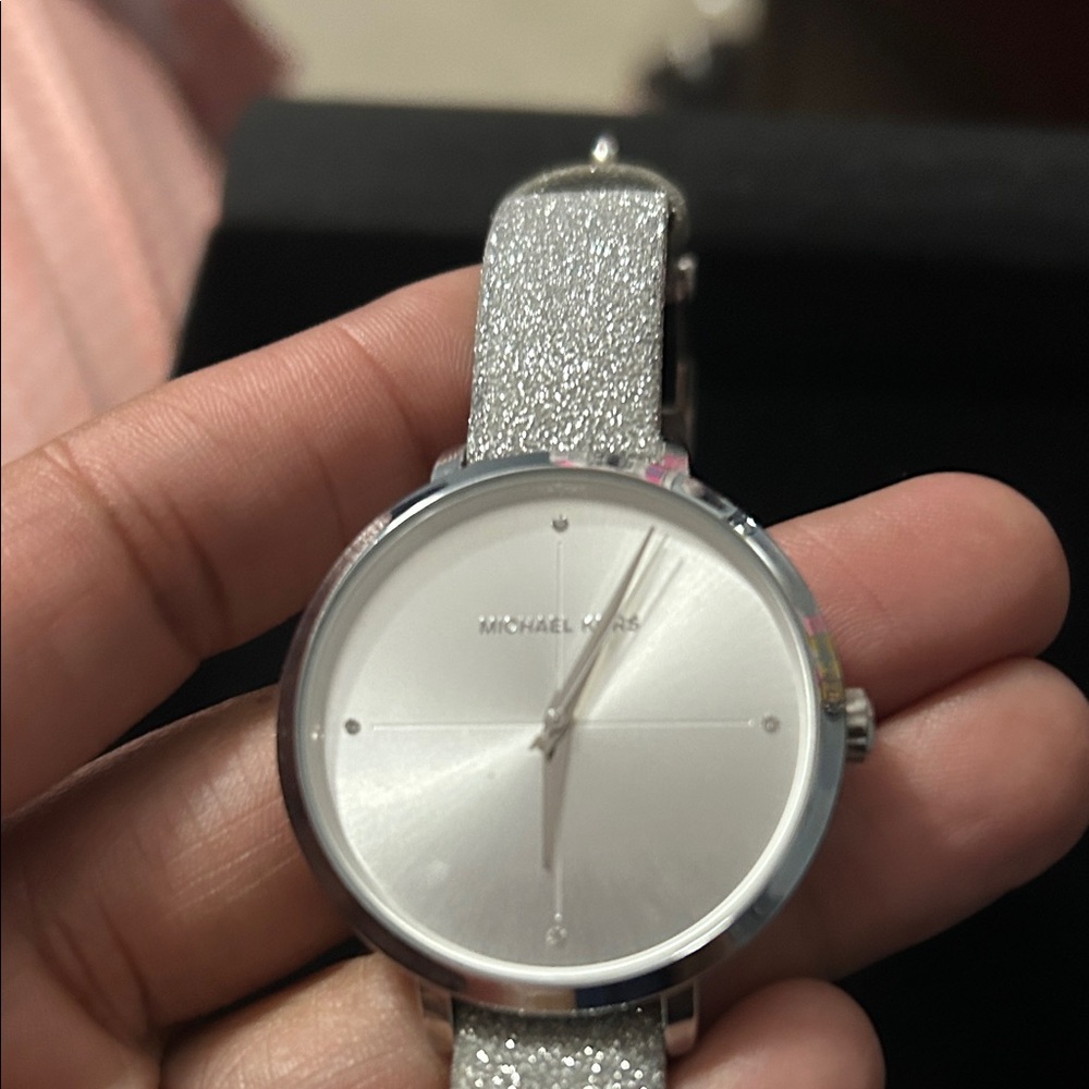 EUC - Michael Kors Silver Glitter Strap Dress Watch